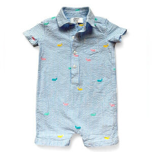 Crown & Ivy Baby Gingham Seersucker Jon Jon Shortall size 9 months